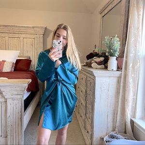 YOUNG BLOOD SILKY SATIN ROYAL BLUE DRESS MINI 14